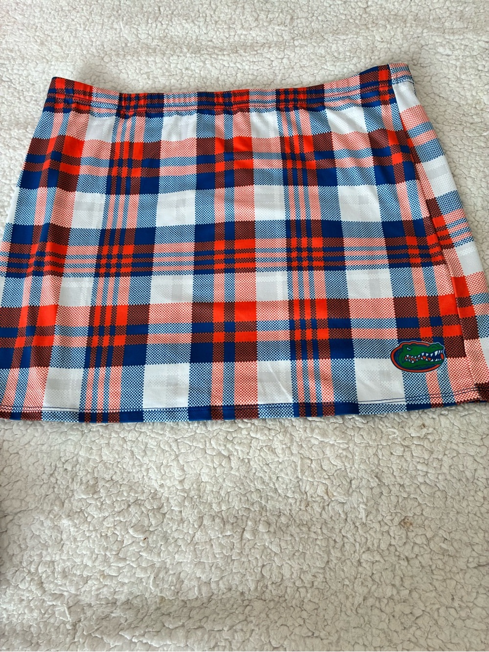 University Plaid Mini Skirt in Orange and Blue